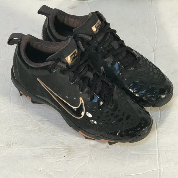 NIKE Fast Flex Black Gold Running Workout Athletic Shoes Cleats - Picture 3 of 15